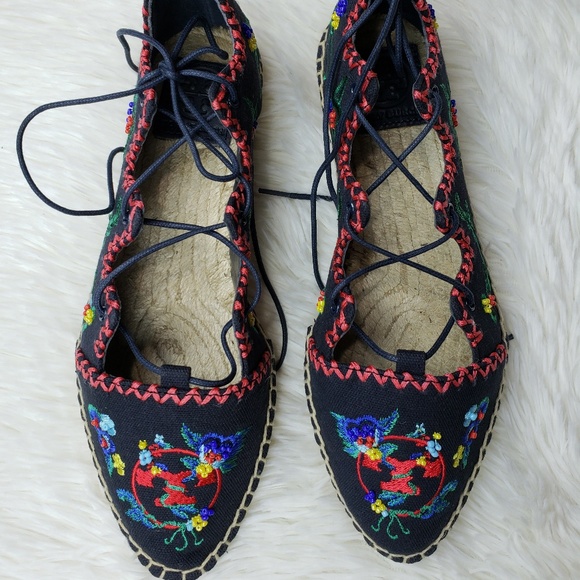 Tory Burch Sonoma Embroidered Gillie Espadrille - Picture 6 of 8